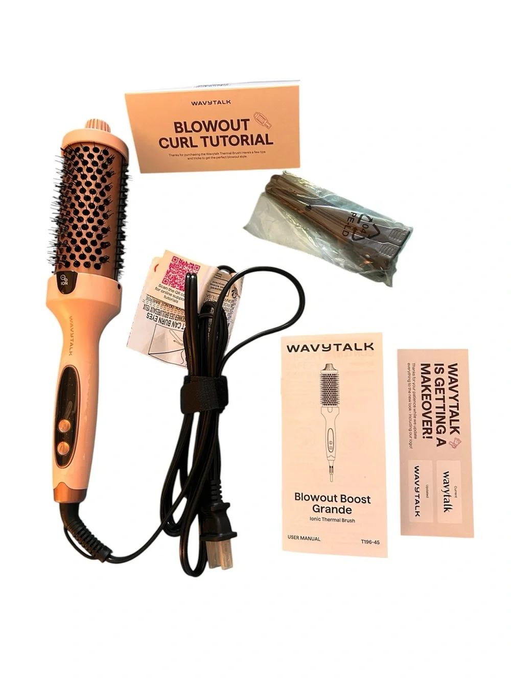 Wavytalk Blowout Boost Grande  Heated Brush Iron with Clips
